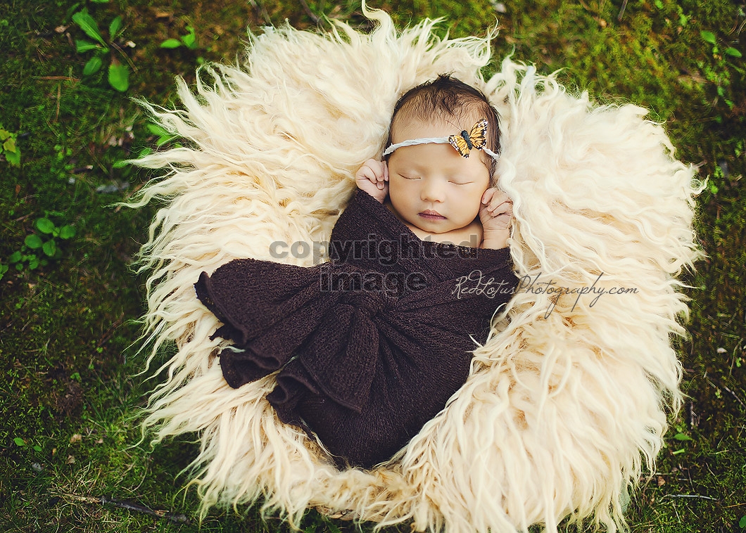 newborn outdoor photo with moss